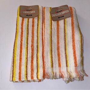 Tastemaker JP Steven’s 1970s deadstock Orange and Brown Striped Towel Set